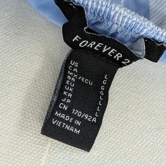 NWT Forever 21 Blue Gingham Puff Sleeve Crop Top Sz L‎ Cottagecore Coquette - Picture 2 of 10